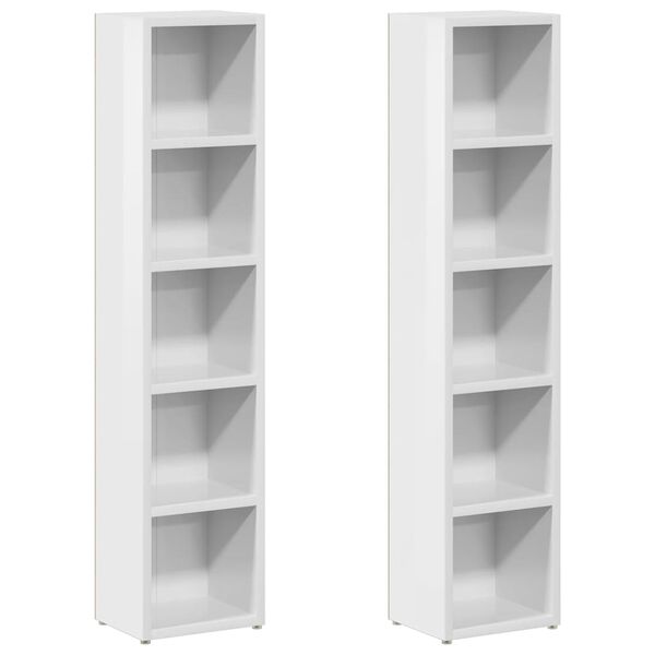 vidaXL Armoires &agrave; CD 2 pcs Blanc brillant 21x16x93,5 cm