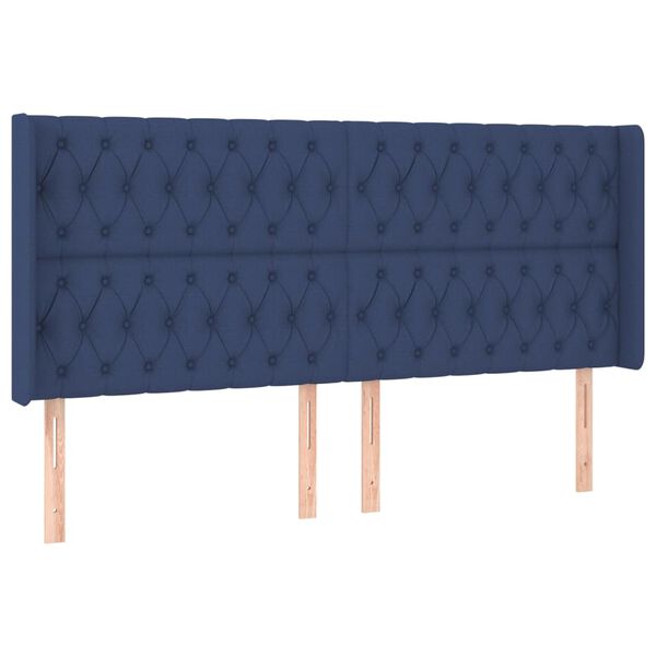 vidaXL Tête de lit avec oreilles Bleu 203x16x118/128 cm Tissu