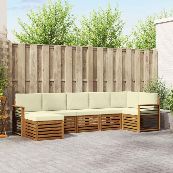 vidaXL Ensemble de canap&eacute; d'angle avec coussin 7 pcs Naturel et Cr&egrave;me