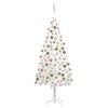 vidaXL Arbre de No&euml;l artificiel pr&eacute;-&eacute;clair&eacute; et boules blanc 210 cm