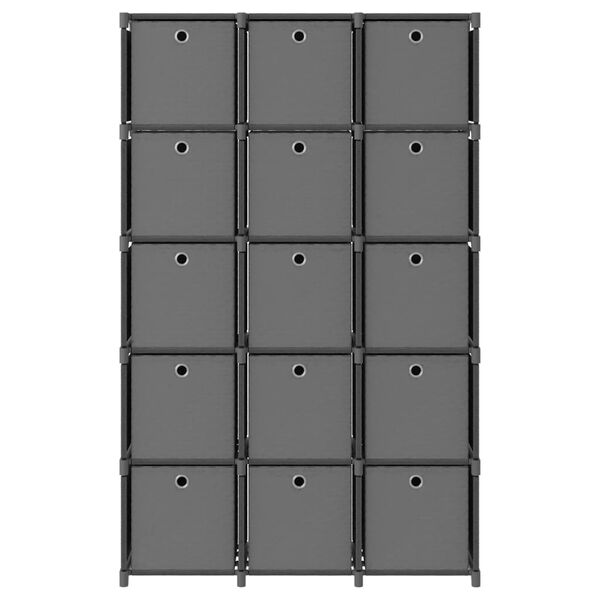 vidaXL &Eacute;tag&egrave;re &agrave; 15 cubes avec bo&icirc;tes Gris 103x30x175,5 cm Tissu