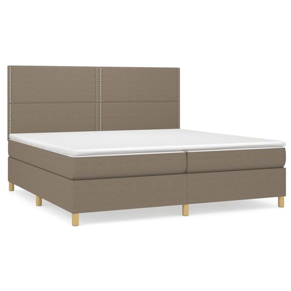 vidaXL Sommier &agrave; lattes de lit avec matelas Taupe 200x200 cm Tissu