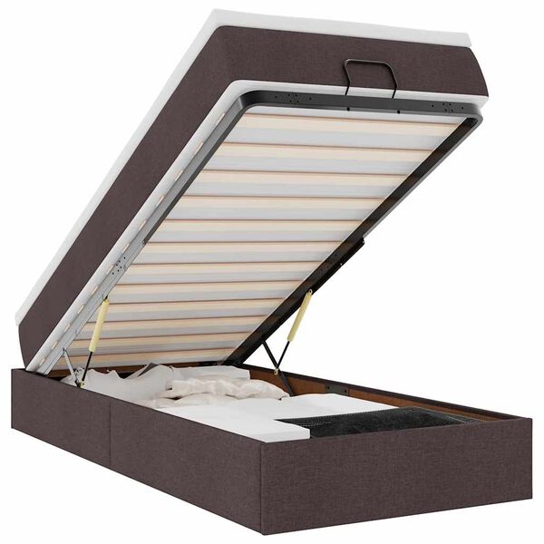 vidaXL Cadre de lit ottoman avec matelas marron foncé 80x200 cm tissu