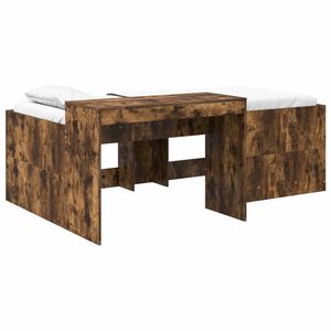 vidaXL Lit haut pour enfants avec bureau Ch&ecirc;ne fum&eacute; 90 x 200 cm