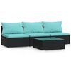 vidaXL Salon de jardin 4 pcs avec coussins Noir Résine tressée