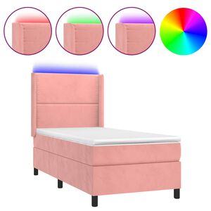 vidaXL Sommier &agrave; lattes de lit matelas et LED Rose 80x200 cm Velours