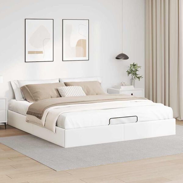 vidaXL Cadre de lit ottoman sans matelas blanc 160x200 cm similicuir