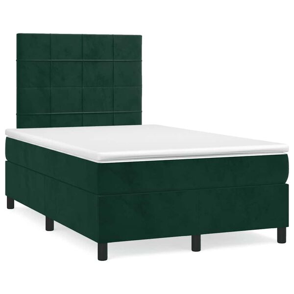 vidaXL Sommier &agrave; lattes de lit et matelas Vert fonc&eacute; 120x200cm Velours
