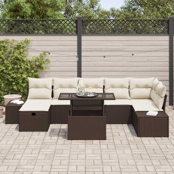 vidaXL Ensemble de canap&eacute; de jardin 8 pcs Marron Poly rotin