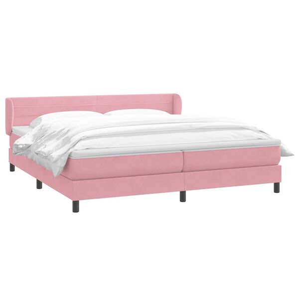 vidaXL Sommier &agrave; lattes de lit avec matelas rose 180x220 cm velours