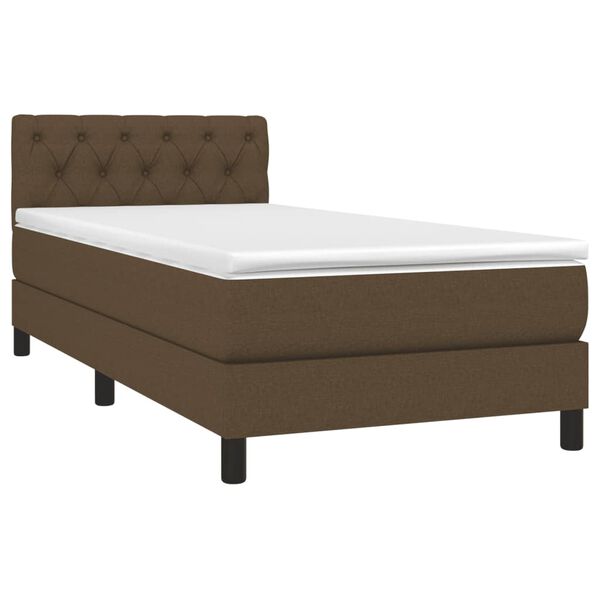 vidaXL Sommier &agrave; lattes de lit et matelas et LED Marron fonc&eacute; 80x200cm