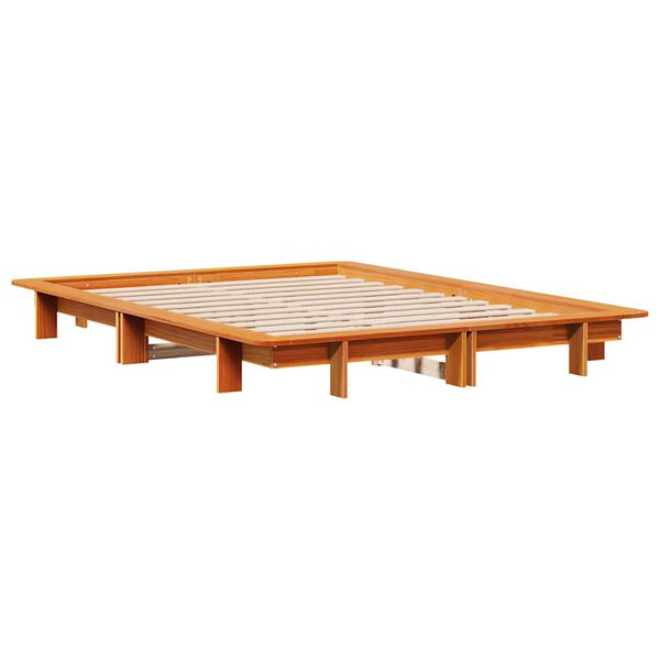 vidaXL Cadre de lit sans matelas cire marron 120x190cm bois pin massif