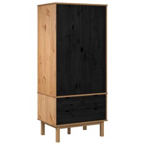 vidaXL Armoire OTTA Noir 76,5 x 53 x 172 cm Bois de pin massif
