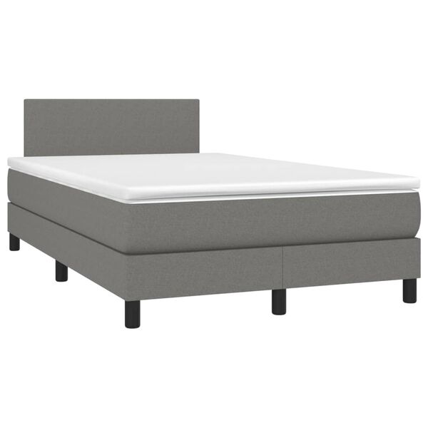 vidaXL Sommier &agrave; lattes de lit avec matelas Gris fonc&eacute; 120x200cm Tissu