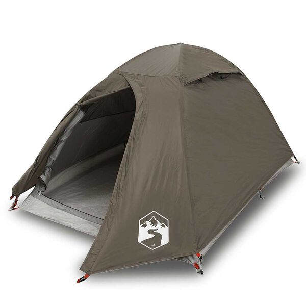 vidaXL Tente de camping &agrave; d&ocirc;me 2 personne marron imperm&eacute;able