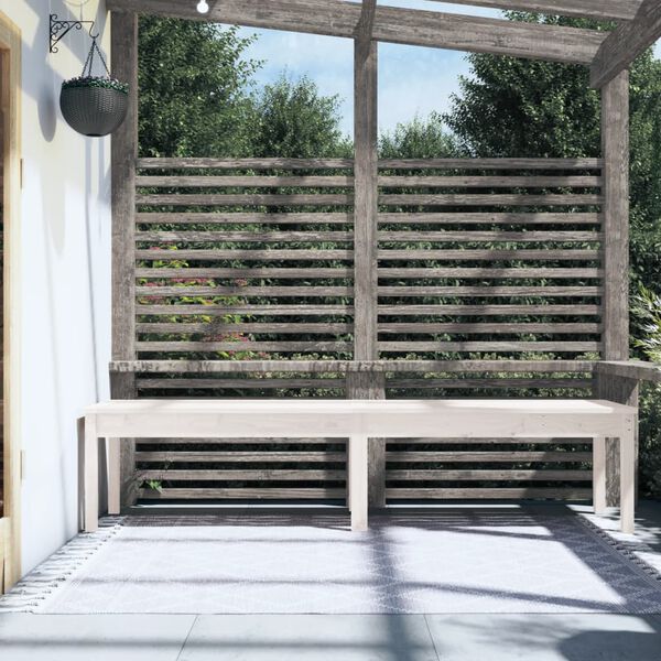 vidaXL Banc de jardin &agrave; 2 places blanc 203,5x44x45 cm bois massif pin