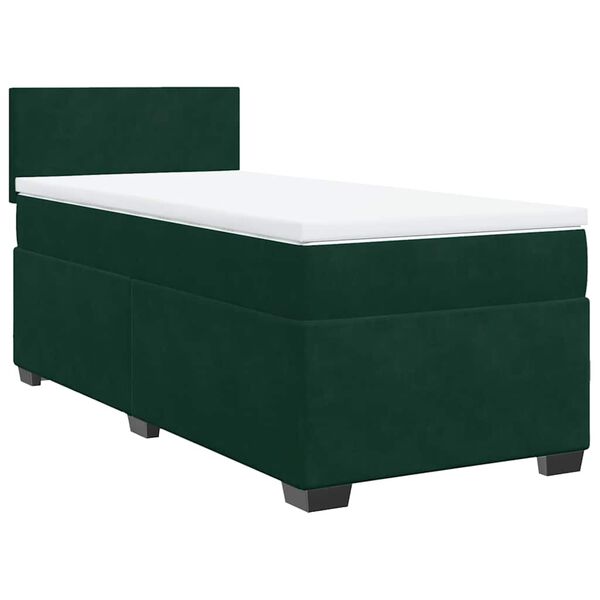 vidaXL Sommier &agrave; lattes de lit avec matelas Vert fonc&eacute; 90x200 cm