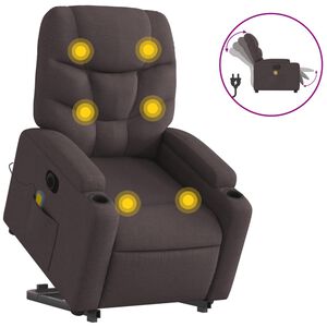 vidaXL Fauteuil inclinable de massage &eacute;lectrique Marron fonc&eacute; Tissu