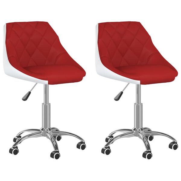 vidaXL Chaises &agrave; manger pivotantes lot de 2 bordeaux/blanc similicuir