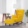 vidaXL Fauteuil à bascule à oreilles en velours jaune bois massif