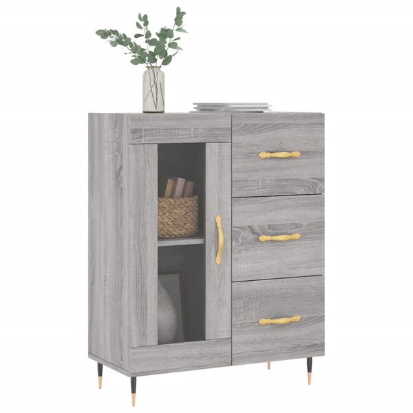 vidaXL Buffet sonoma gris 69,5x34x90 cm bois d'ing&eacute;nierie