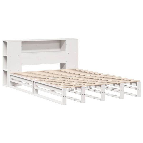 vidaXL Lit biblioth&egrave;que sans matelas blanc 120x190 cm bois massif