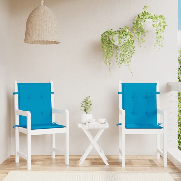 vidaXL Coussins de chaise de jardin &agrave; dossier bas lot de 2 bleu