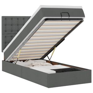 vidaXL Cadre de lit ottoman avec matelas gris fonc&eacute; 80x200 cm tissu