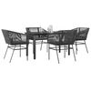 vidaXL Ensemble &agrave; manger de jardin et coussins 5 pcs noir rotin verre