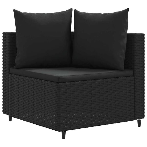 vidaXL Salon de jardin 7 pcs avec coussins noir r&eacute;sine tress&eacute;e