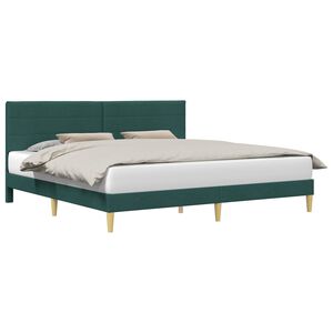 vidaXL Cadre de lit avec t&ecirc;te de lit Vert fonc&eacute; 180 x 200 cm Tissu
