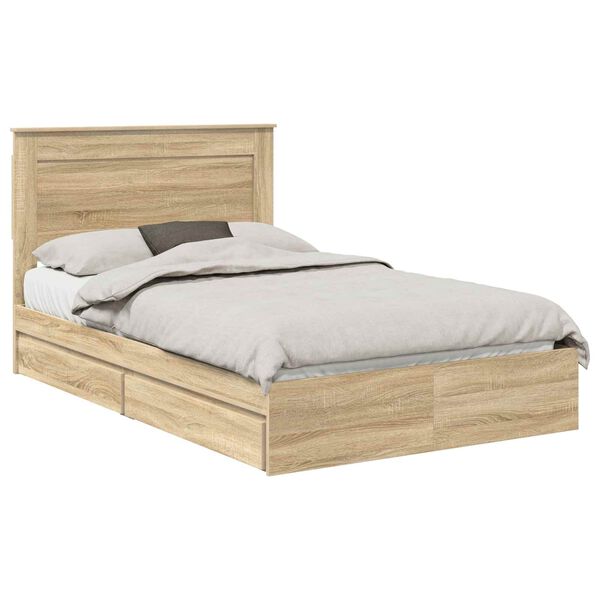 vidaXL Lit de Rangement Ch&ecirc;ne Sonoma 120 x 190 cm Bois d'ing&eacute;nierie