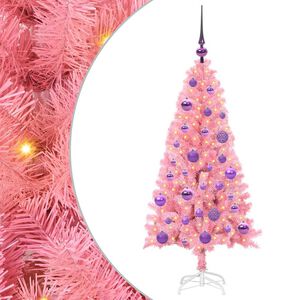 vidaXL Sapin de No&euml;l avec 150 LED avec support Rose 120 cm PVC