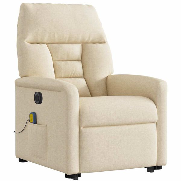 vidaXL Fauteuil inclinable de massage &eacute;lectrique Cr&egrave;me Tissu
