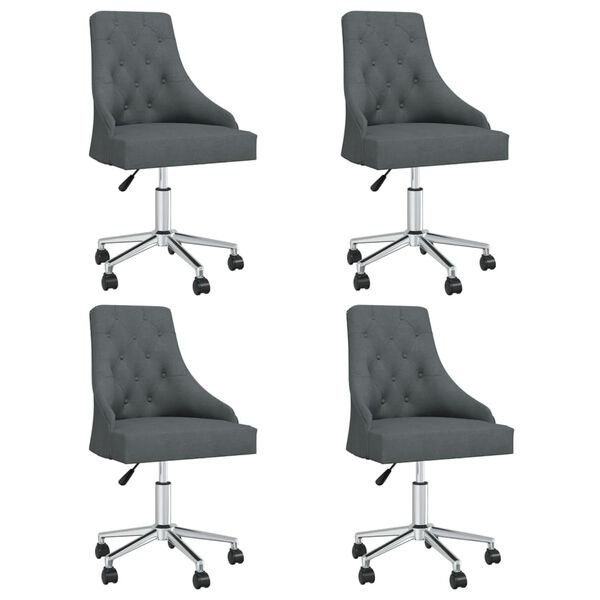 vidaXL Chaises pivotantes &agrave; manger lot de 4 Gris fonc&eacute; Tissu