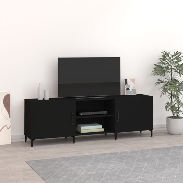 vidaXL Meuble TV noir 150x30x50 cm bois d'ing&eacute;nierie