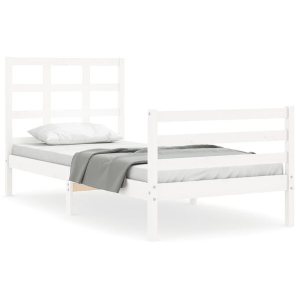 vidaXL Cadre de lit sans matelas blanc 100x200 cm bois massif