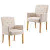 vidaXL Chaises &agrave; manger avec accoudoirs lot de 2 beige tissu