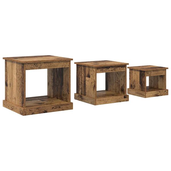 vidaXL Table basse 3 pcs Bois Ancien Bois d'ing&eacute;nierie