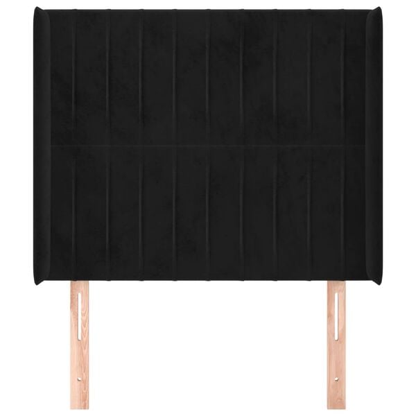 vidaXL T&ecirc;te de lit avec oreilles Noir 83x16x118/128 cm Velours