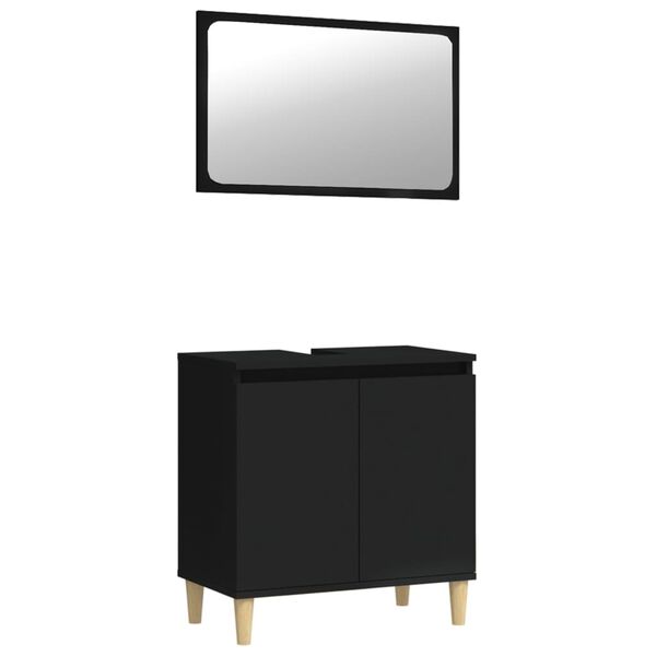 vidaXL Ensemble de meubles salle de bain 2 pcs noir bois d'ing&eacute;nierie