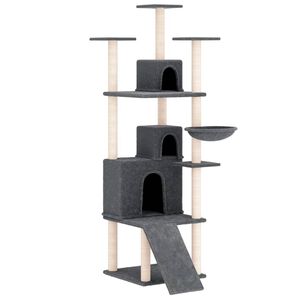 vidaXL Arbre &agrave; chat avec griffoirs en sisal Gris fonc&eacute; 175 cm