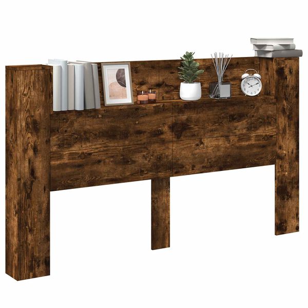 vidaXL Cabinet de T&ecirc;te de Lit avec LED Ch&ecirc;ne Fum&eacute; Bois d'ing&eacute;nierie