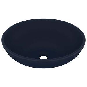 vidaXL Lavabo ovale de luxe Bleu fonc&eacute; mat 40x33 cm C&eacute;ramique