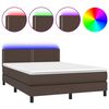 vidaXL Sommier &agrave; lattes de lit avec matelas et LED Marron 140x190cm