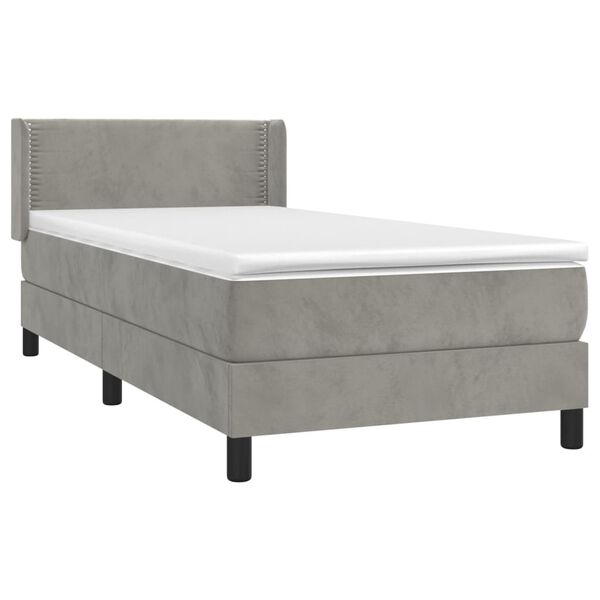 vidaXL Sommier &agrave; lattes de lit et matelas Gris clair 100x200cm Velours