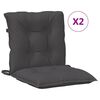 vidaXL Coussins de chaise &agrave; dossier bas lot de 2 anthracite m&eacute;lang&eacute;