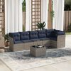 vidaXL Salon de jardin 7 pcs avec coussins gris r&eacute;sine tress&eacute;e