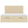 VidaXL Cadre de lit ottoman avec matelas cr&egrave;me 160x200 cm tissu
