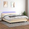 vidaXL Sommier &agrave; lattes de lit avec matelas LED Cr&egrave;me 180x200 cm Tissu